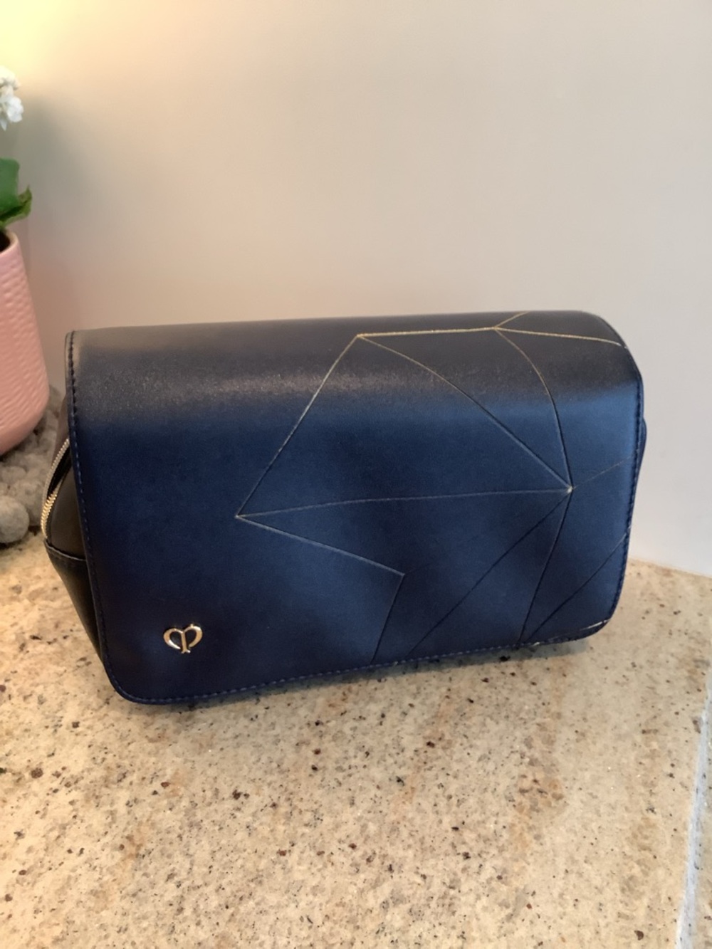 Clé de Peau Beauté Navy Geometric Cosmetic Bag
